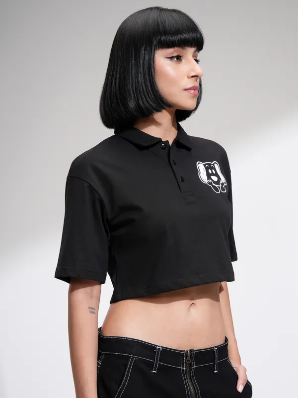 Tokyo Talkies Women Black Printed Regular Top