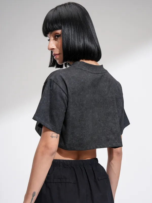 Tokyo Talkies Women Black Printed Regular Top