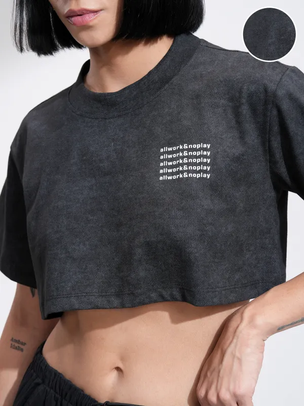 Tokyo Talkies Women Black Printed Regular Top