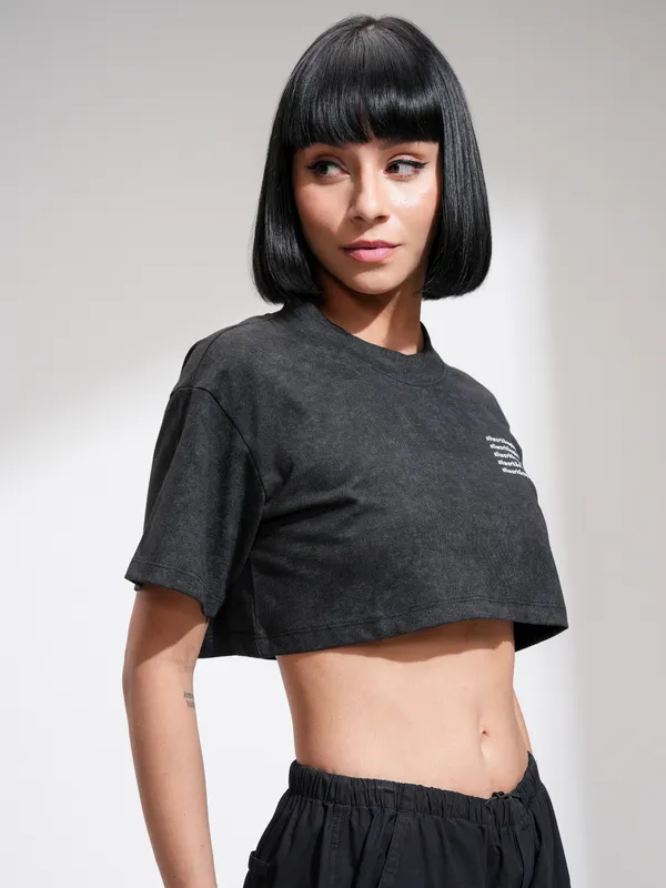 Tokyo Talkies Women Black Printed Regular Top