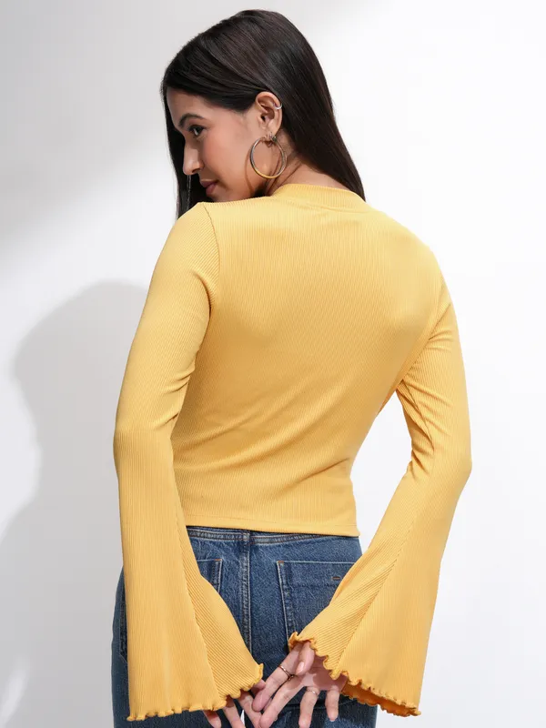 Tokyo Talkies Women Yellow Solid Regular Top