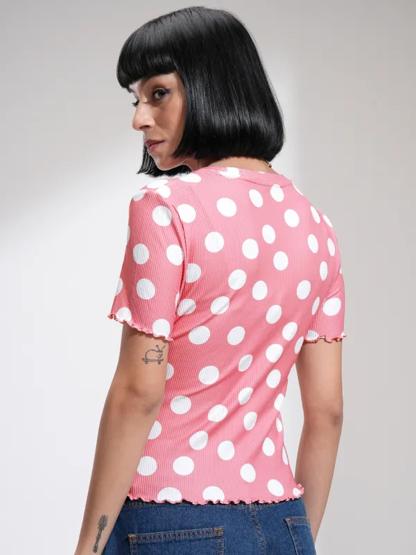 Tokyo Talkies Women Pink Printed Fitted Top