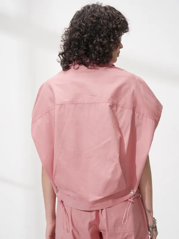 Tokyo Talkies Women Pink Solid Boxy Top