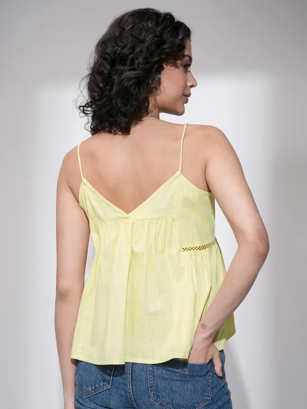 Tokyo Talkies Women Yellow Embroidered Regular Top