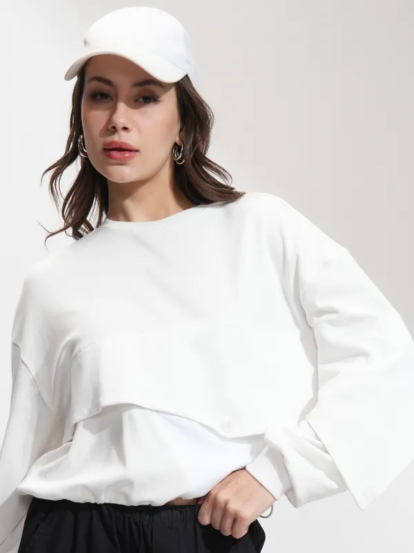 Tokyo Talkies Women White Solid Regular Top