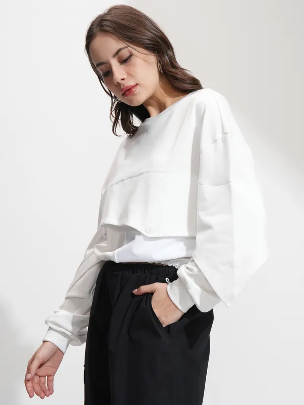 Tokyo Talkies Women White Solid Regular Top