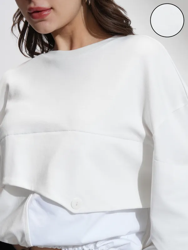 Tokyo Talkies Women White Solid Regular Top