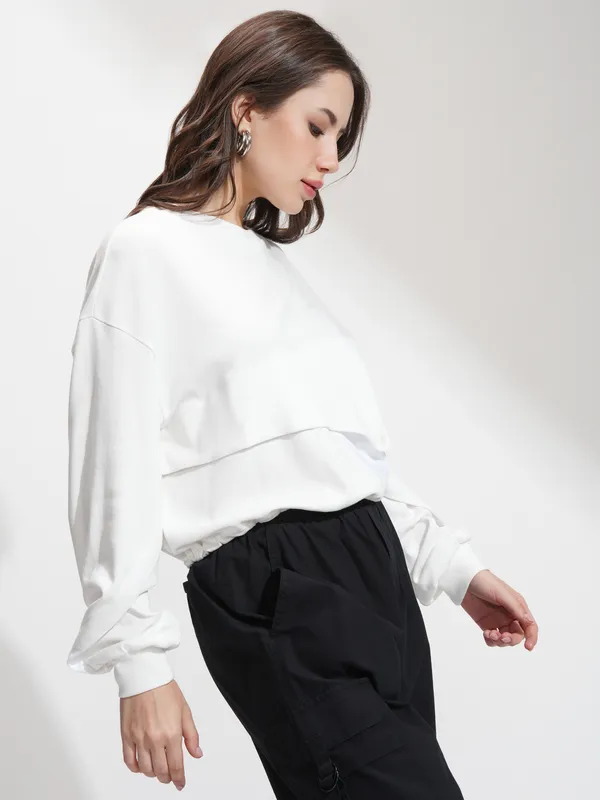 Tokyo Talkies Women White Solid Regular Top