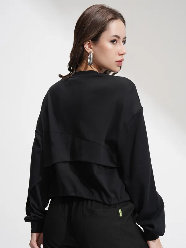 Tokyo Talkies Women Black Solid Regular Top