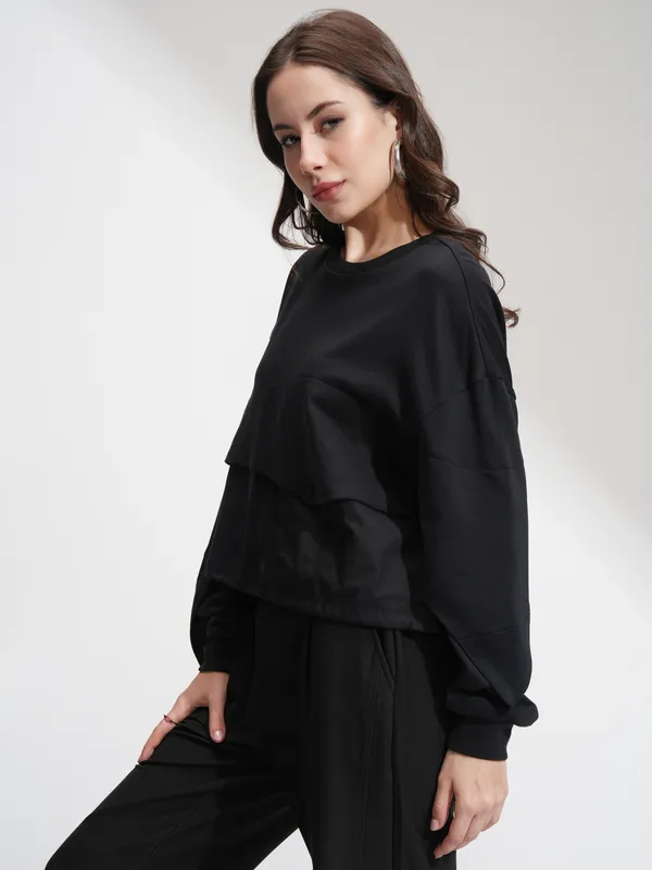 Tokyo Talkies Women Black Solid Regular Top