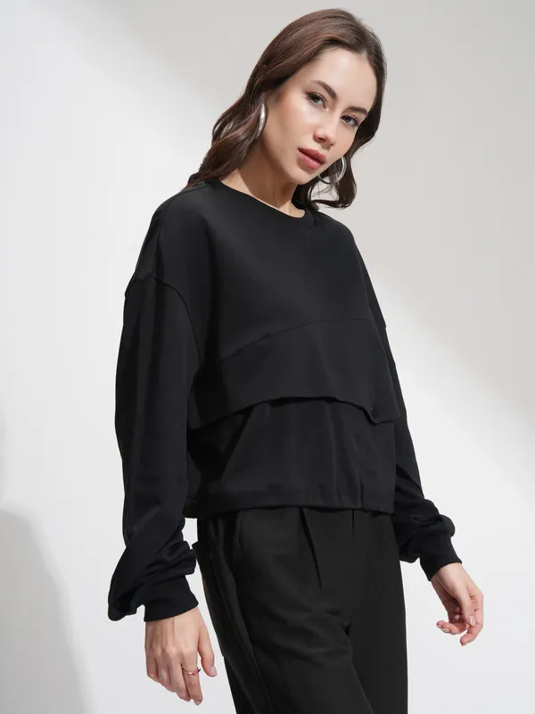 Tokyo Talkies Women Black Solid Regular Top