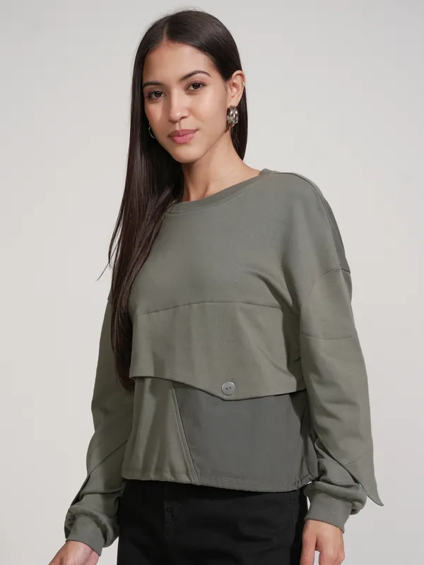 Tokyo Talkies Women Olive Solid Regular Top