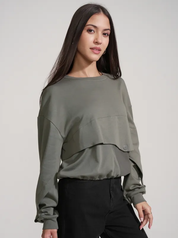 Tokyo Talkies Women Olive Solid Regular Top