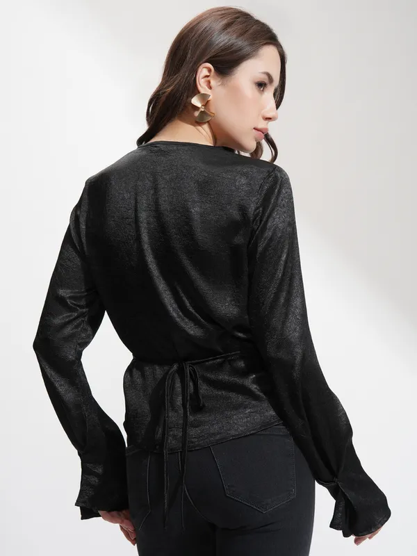 Tokyo Talkies Women Black Solid Regular Top