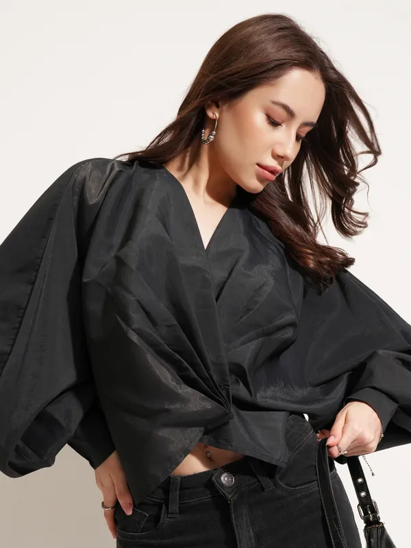 Solid Shirt Style Top