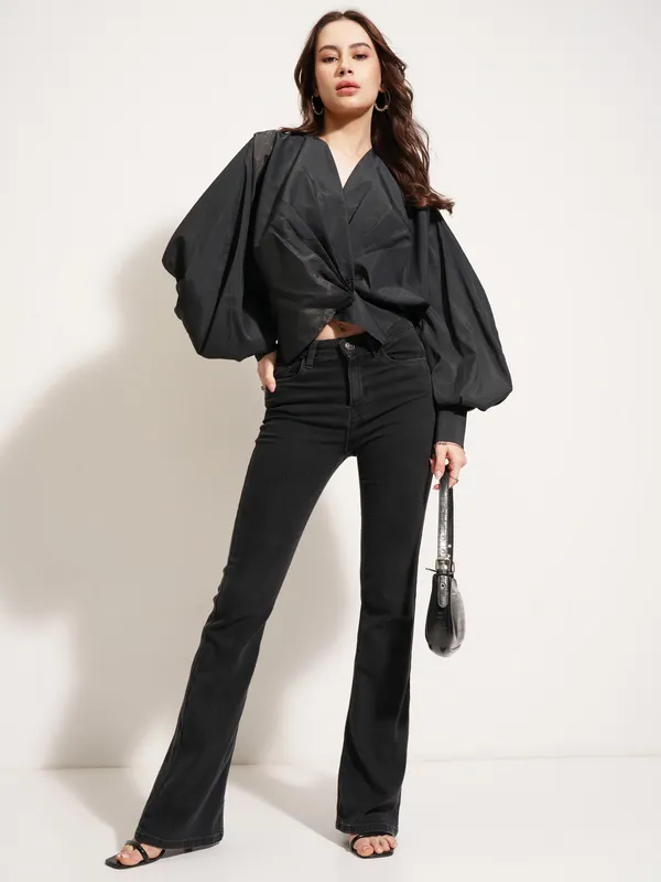 Solid Shirt Style Top