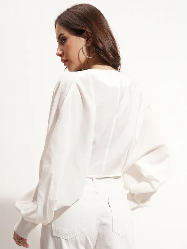 Tokyo Talkies Women White Solid Regular Top