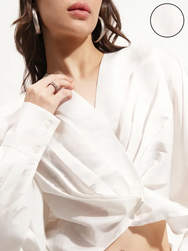 Tokyo Talkies Women White Solid Regular Top