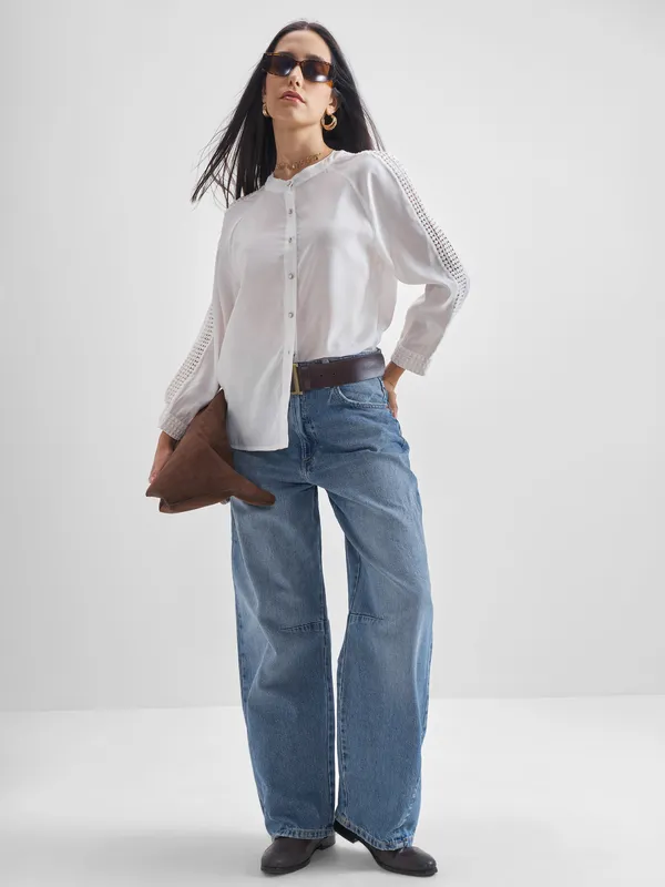 Chic By Tokyo Talkies Women Cream Solid Regular Tops