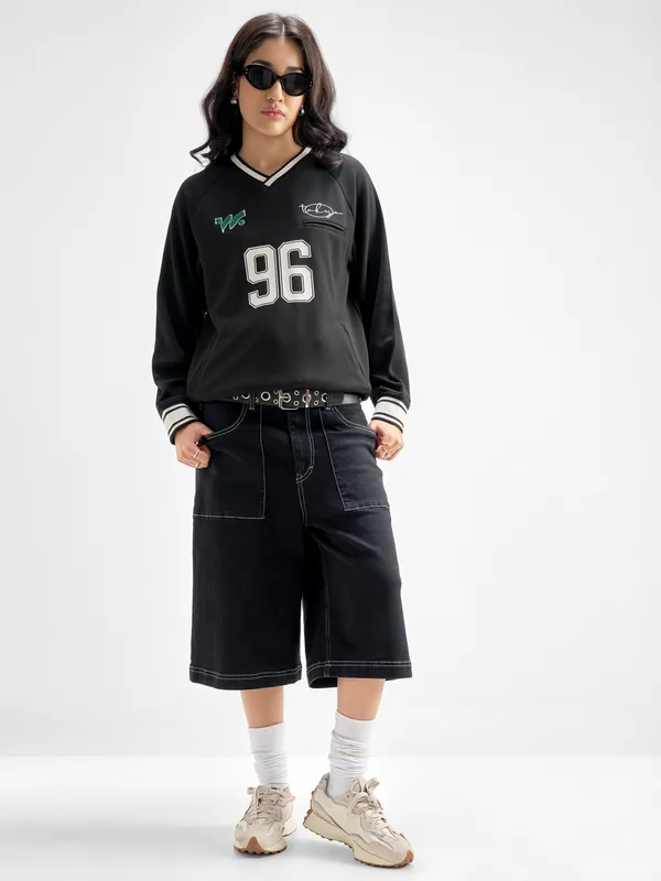 Tokyo Talkies Women Black Printed Regular Top