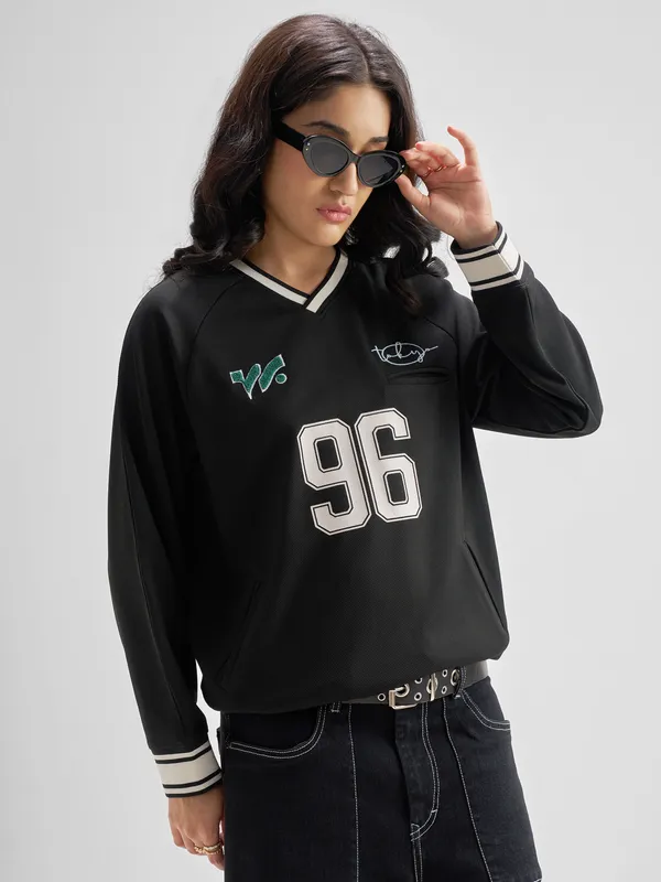 Tokyo Talkies Women Black Printed Regular Top