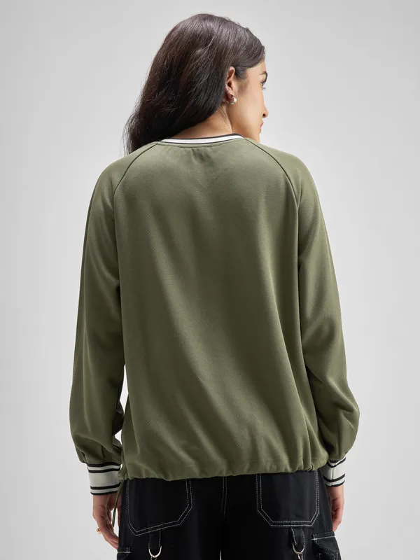 Tokyo Talkies Women Olive Printed Regular Top