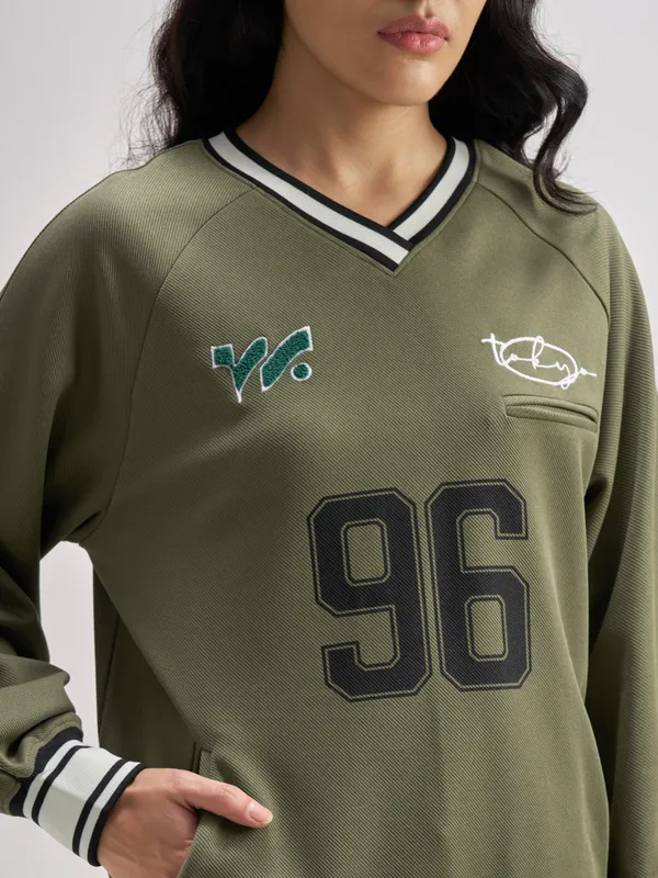 Tokyo Talkies Women Olive Printed Regular Top