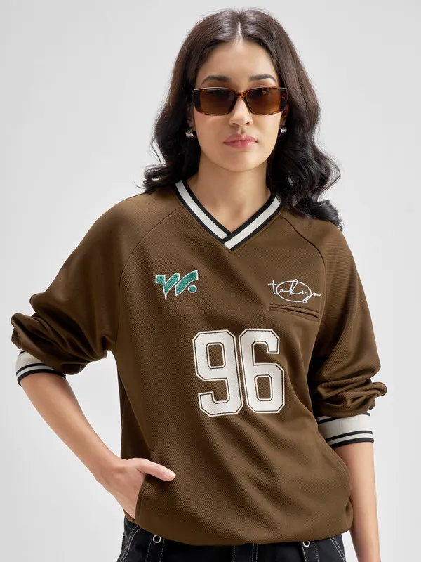 Tokyo Talkies Women Brown Printed Regular Top