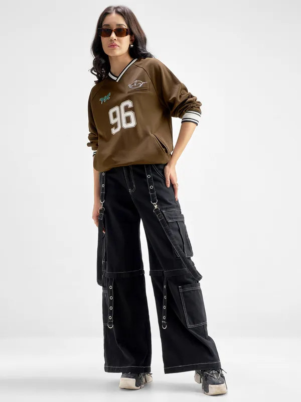 Tokyo Talkies Women Brown Printed Regular Top