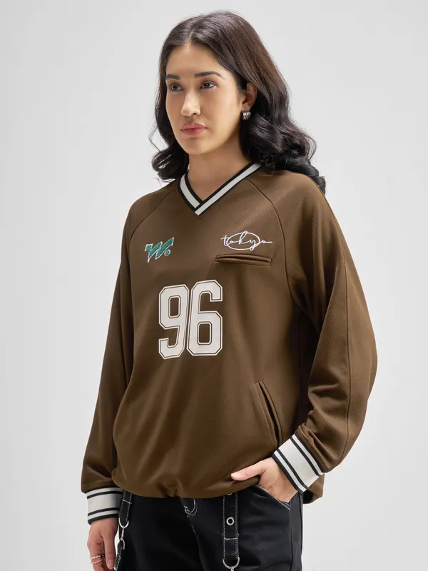 Tokyo Talkies Women Brown Printed Regular Top