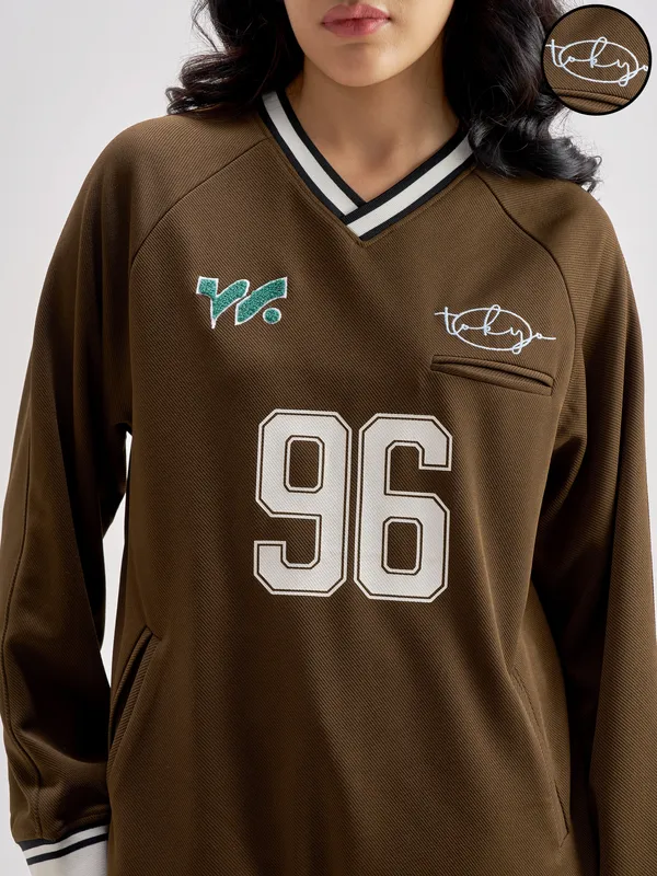 Tokyo Talkies Women Brown Printed Regular Top