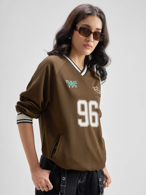 Tokyo Talkies Women Brown Printed Regular Top