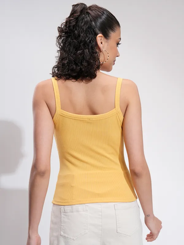 Tokyo Talkies Women Yellow Solid Regular Top