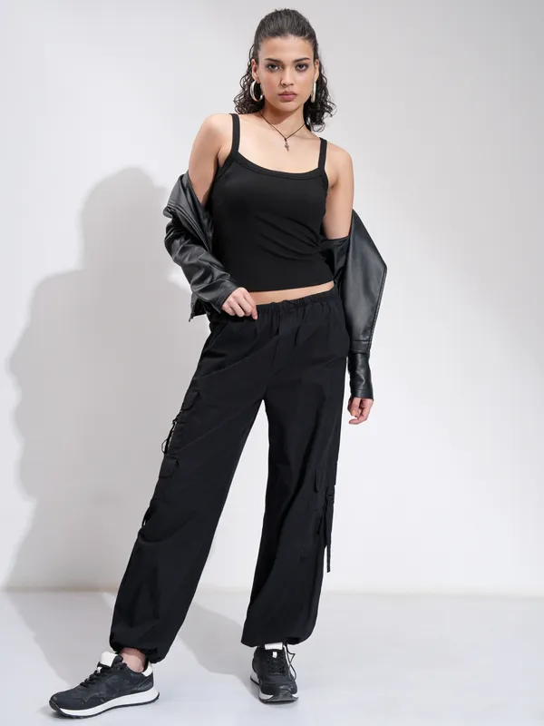 Tokyo Talkies Women Black Solid Regular Top