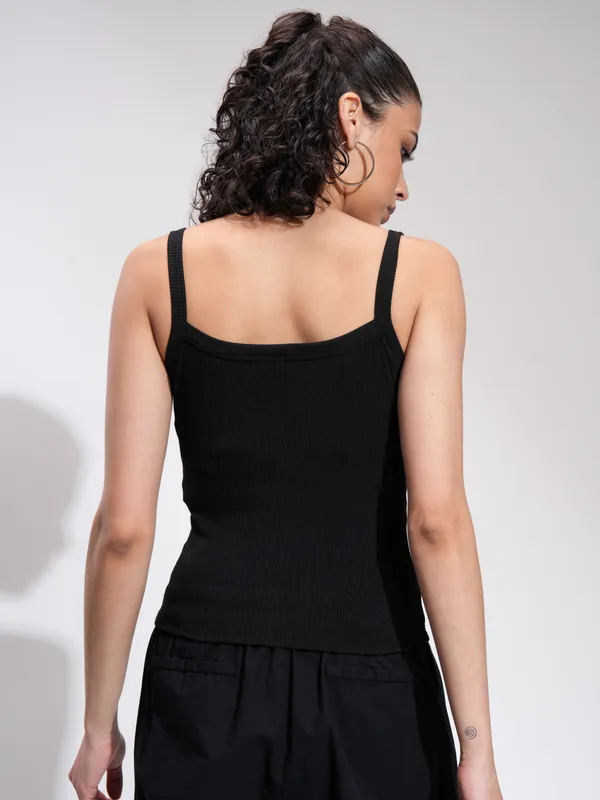 Tokyo Talkies Women Black Solid Regular Top