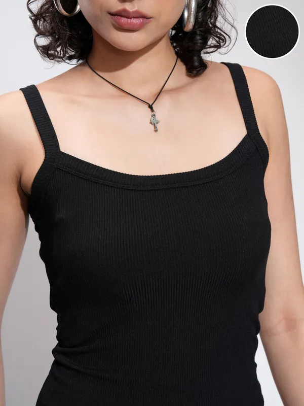Tokyo Talkies Women Black Solid Regular Top