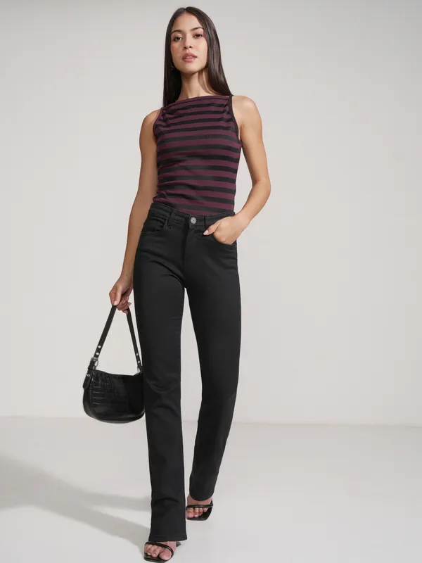 Tokyo Talkies Women Purple Striped Regular Top