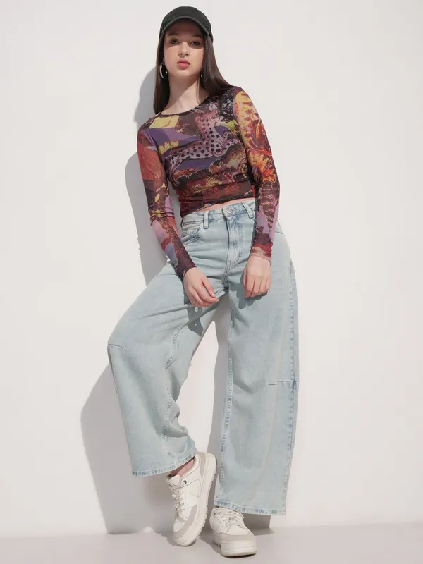 Tokyo Talkies Women Black Printed Regular Top