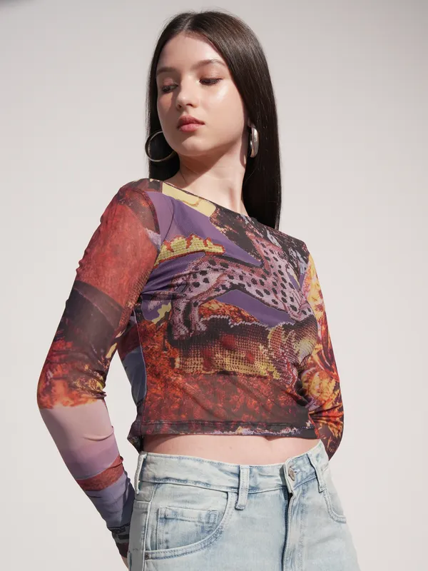 Tokyo Talkies Women Black Printed Regular Top