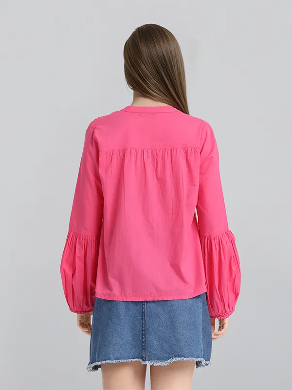 Chic By Tokyo Talkies Women Pink Solid Regular Top