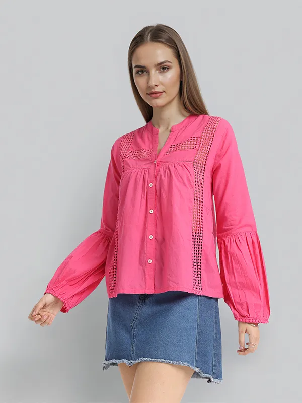 Chic By Tokyo Talkies Women Pink Solid Regular Top