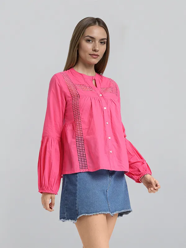 Chic By Tokyo Talkies Women Pink Solid Regular Top