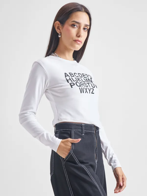 Street By Tokyo Talkies Women White Printed Regular Top