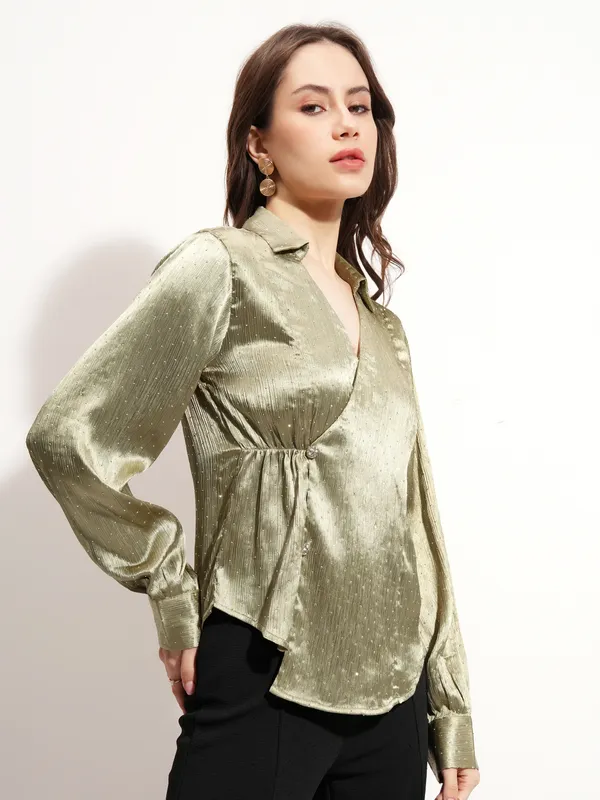 Embellished Wrap Top