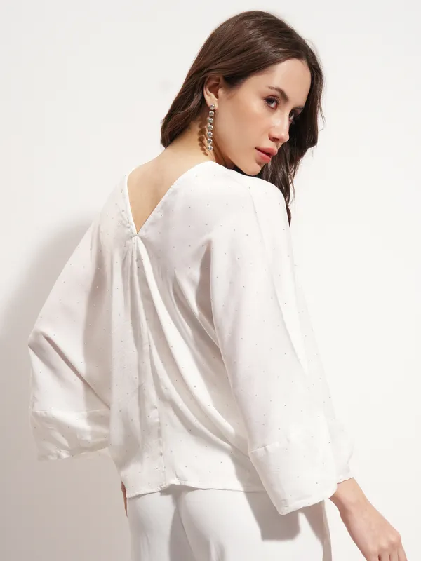 Tokyo Talkies Women White Embellished Regular Top