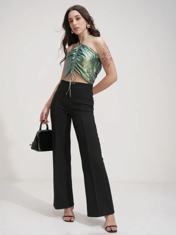 Tokyo Talkies Women Turquoise Solid Tube Top