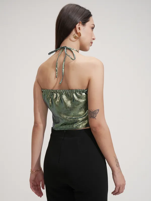 Tokyo Talkies Women Turquoise Solid Tube Top