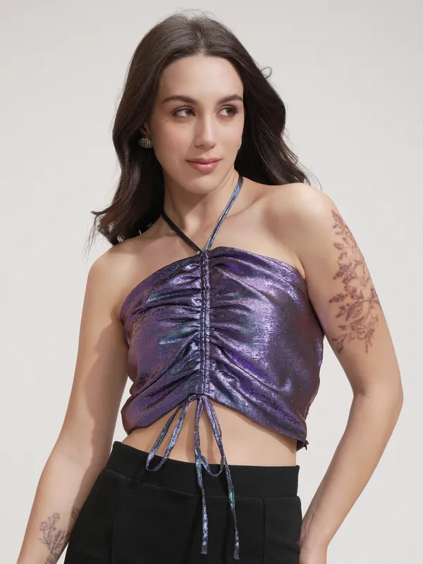 Tokyo Talkies Women Purple Solid Tube Top