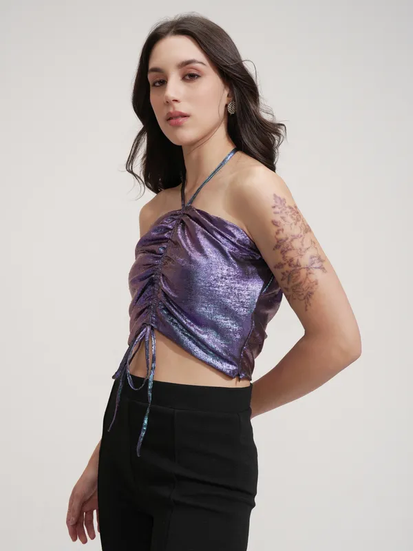 Tokyo Talkies Women Purple Solid Tube Top