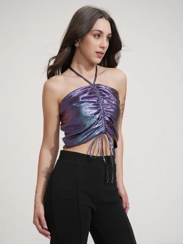 Tokyo Talkies Women Purple Solid Tube Top